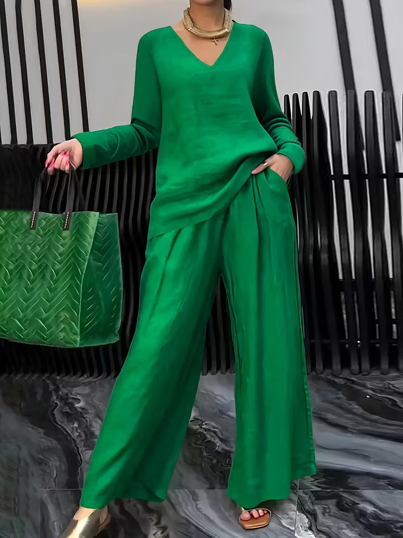 Women Cotton V-neck Co-Ord Set