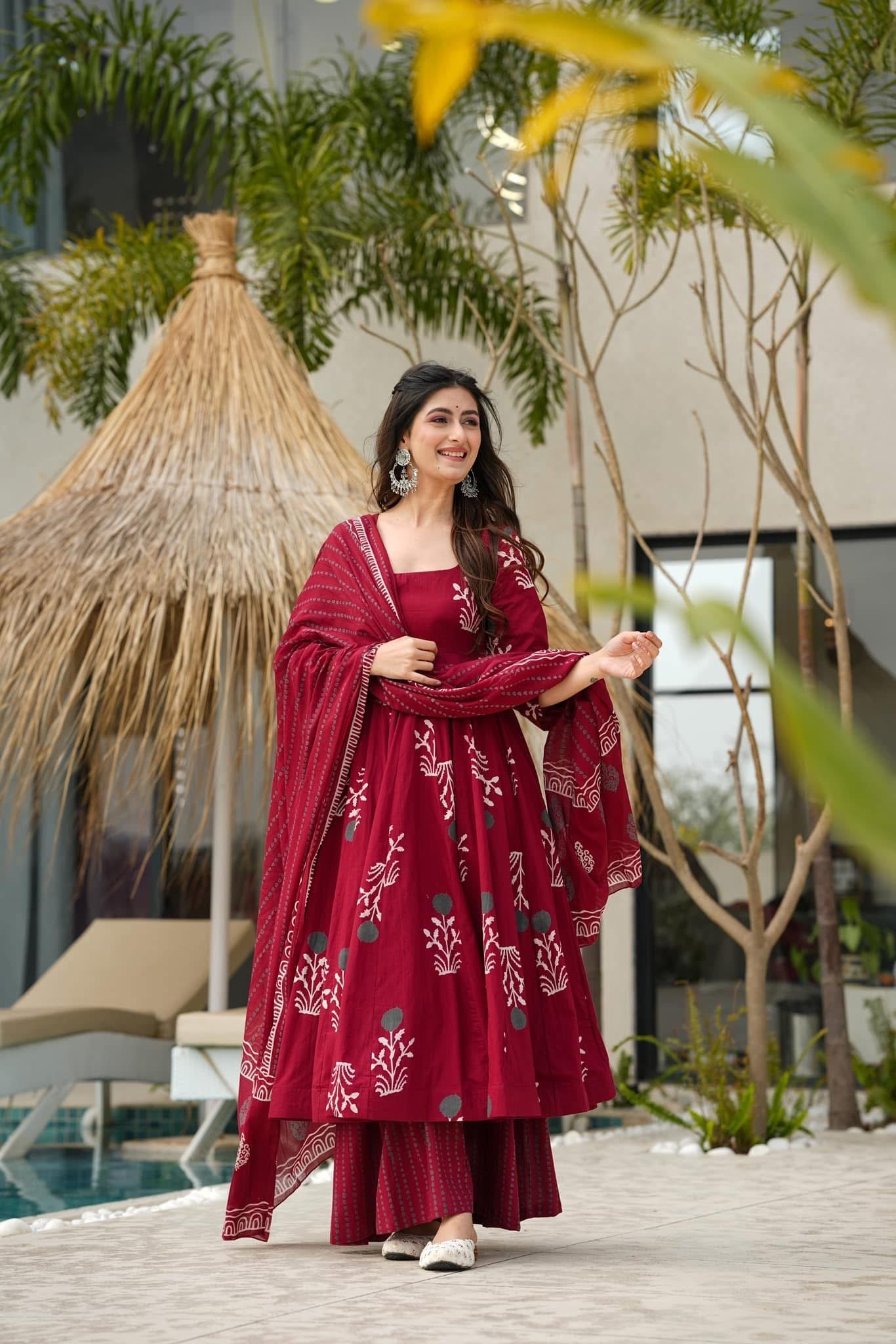 Maroon Rayon Suit Set