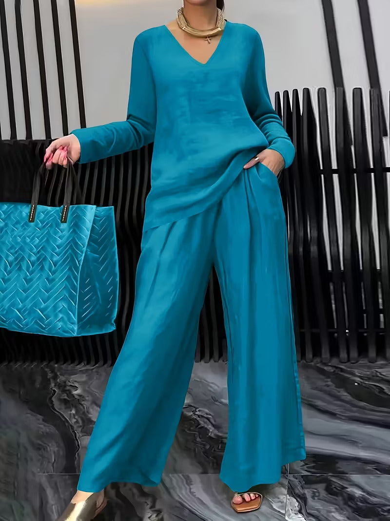 Women Cotton V-neck Co-Ord Set