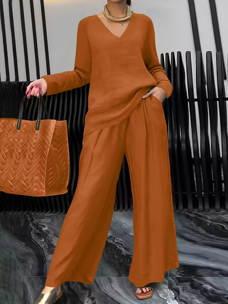 Women Cotton V-neck Co-Ord Set