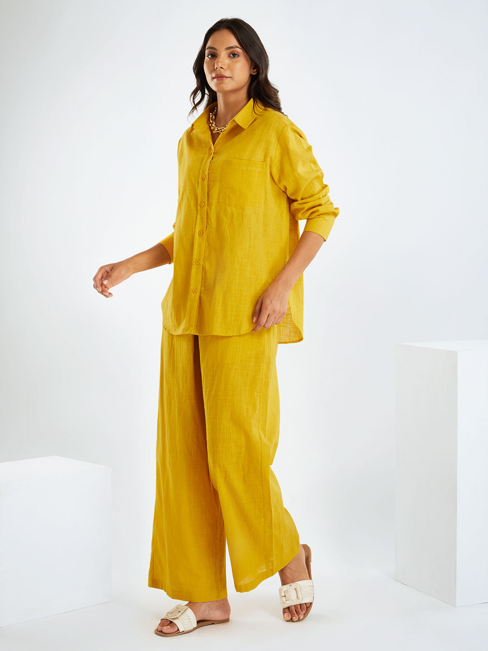 Women Pure Cotton Shirt & Trousers
