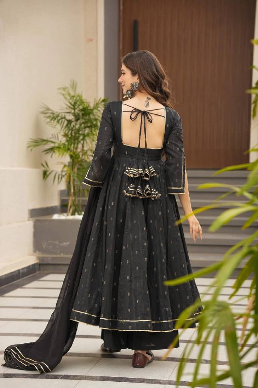 Elegant Black Printed Anarkali Suit with Dupatta