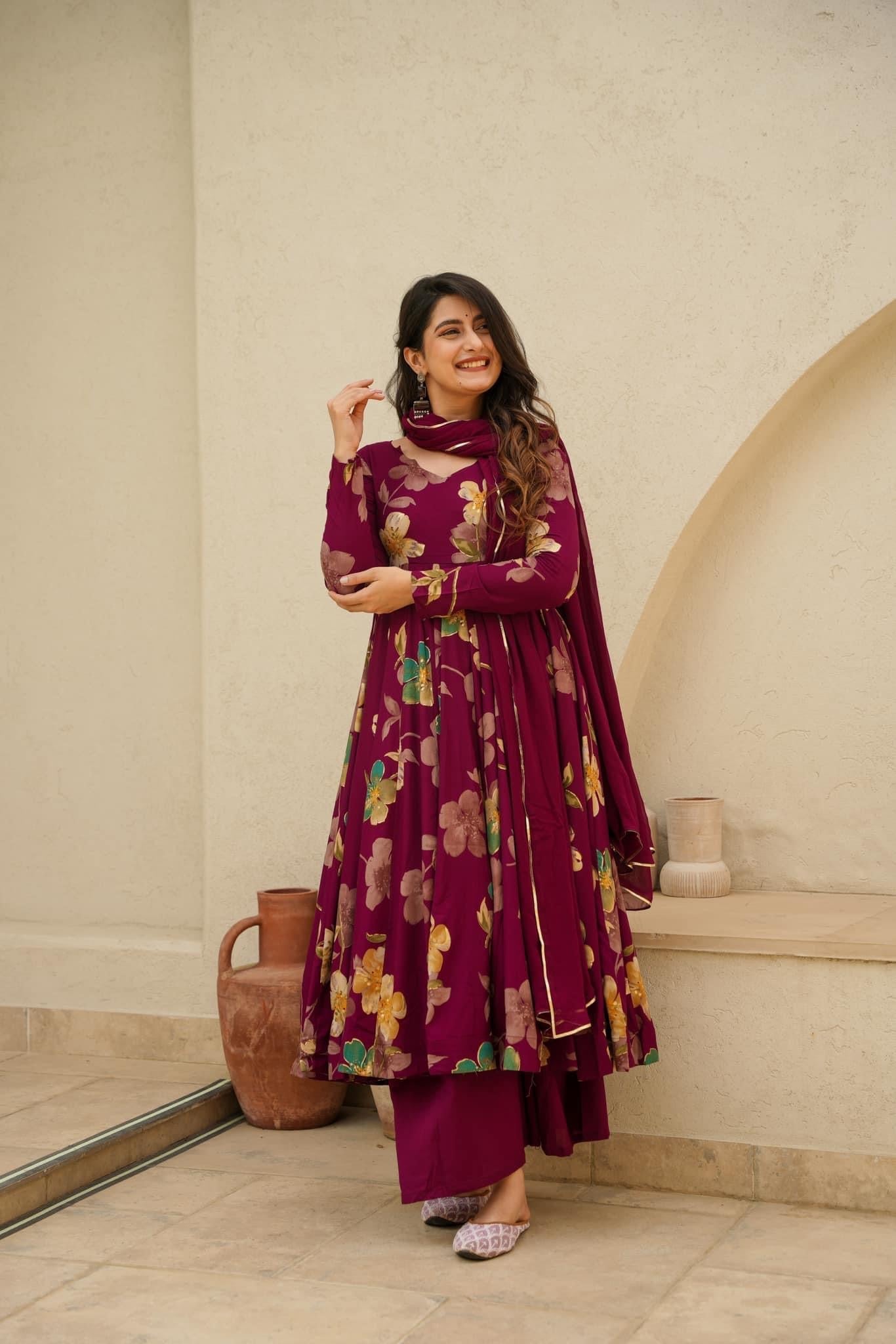 Purple Cotton Suit Set