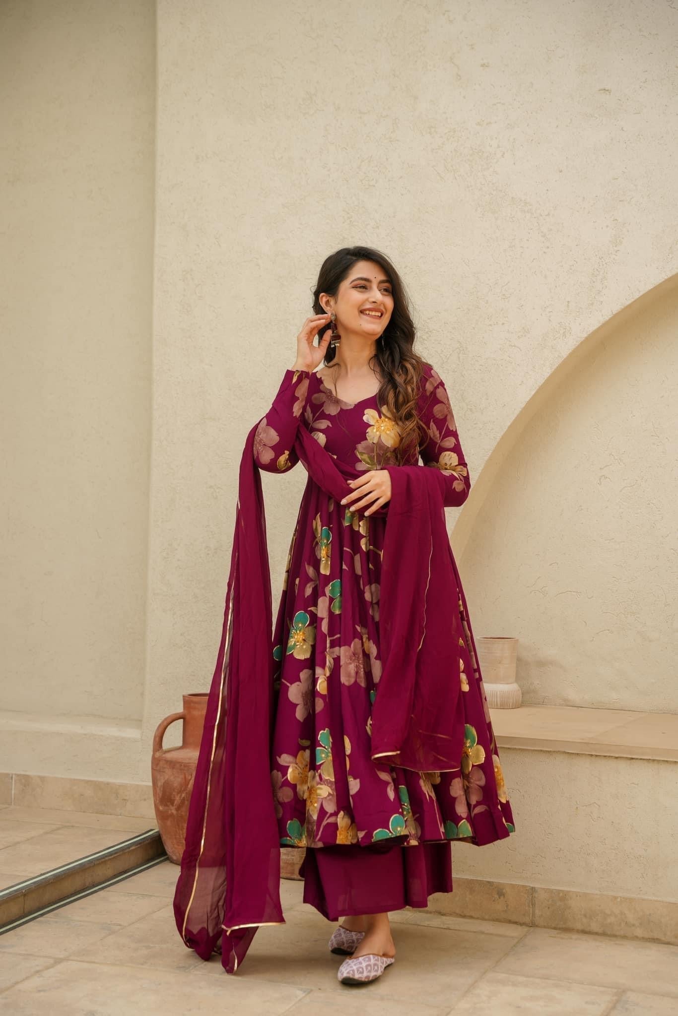 Purple Cotton Suit Set