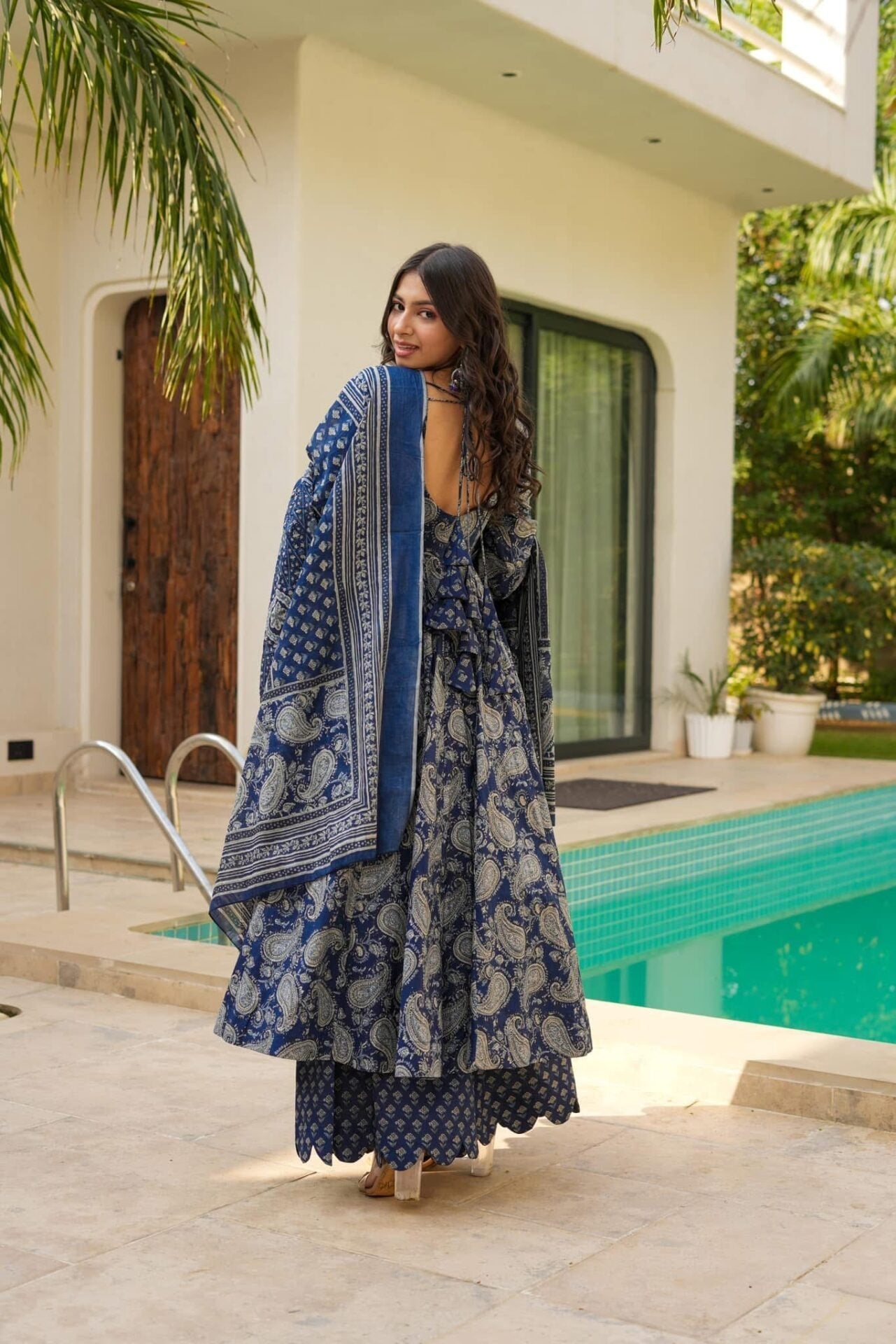 Blue Cotton Suit Set