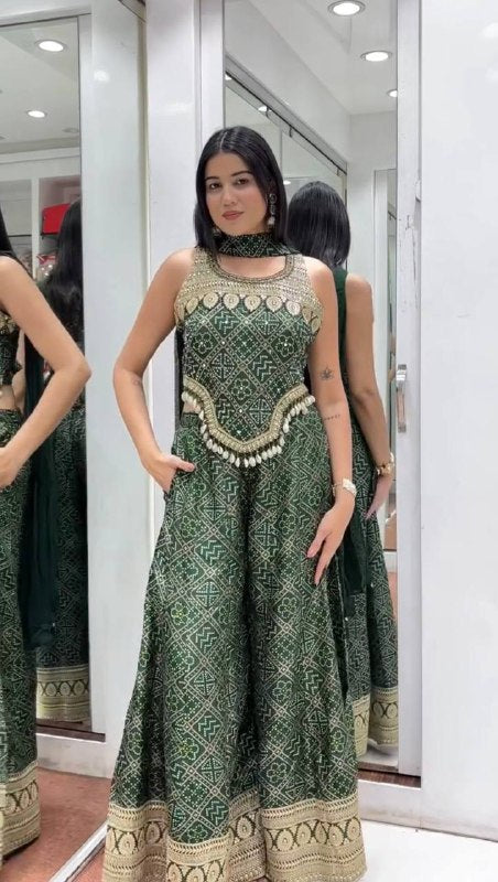 NEW PARTY WEAR  TOP PALAZZO AND DUPATTA SUIT SET