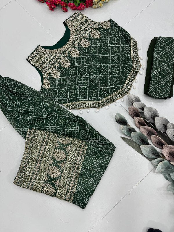 NEW PARTY WEAR  TOP PALAZZO AND DUPATTA SUIT SET