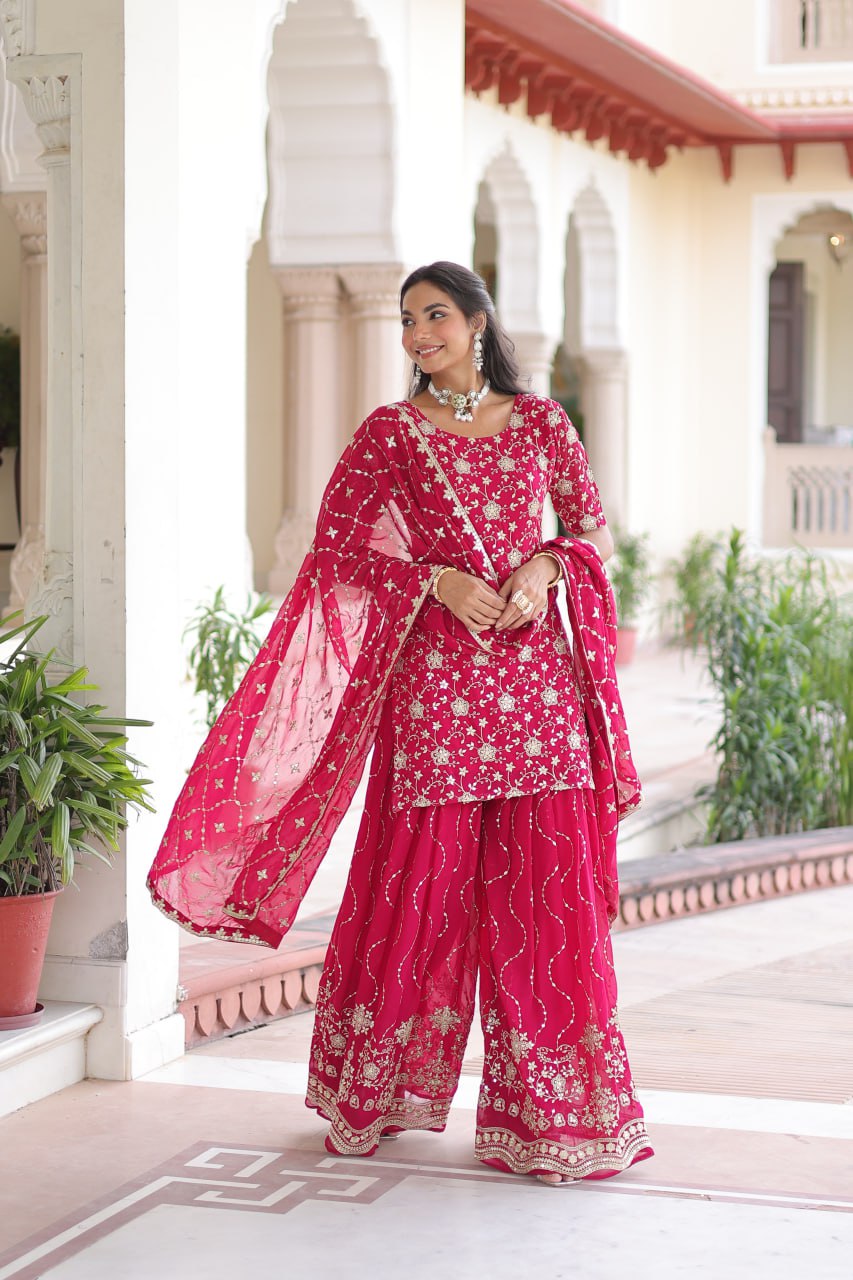 PREMIUM DESIGNER READYMADE TOP-SHARARA-DUPATTA COLLECTIONS 2025