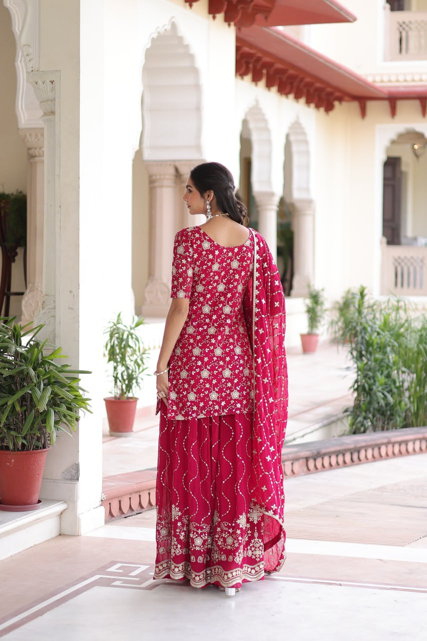 PREMIUM DESIGNER READYMADE TOP-SHARARA-DUPATTA COLLECTIONS 2025