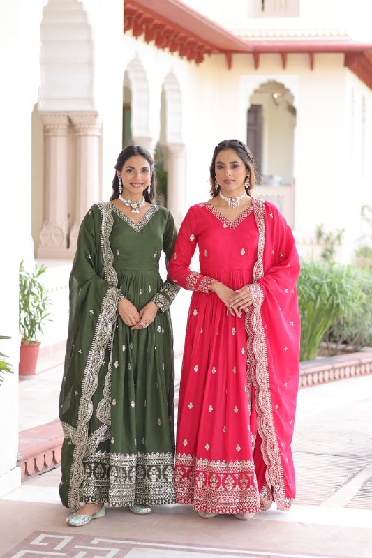 Vichitra Silk Festival Wear Readymade Anarkali Suit
