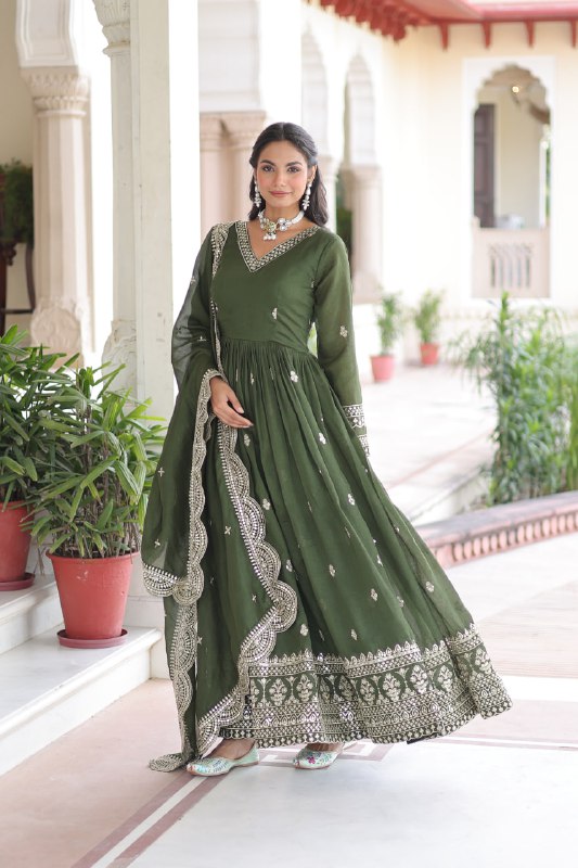 Vichitra Silk Festival Wear Readymade Anarkali Suit