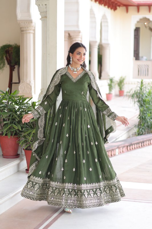Vichitra Silk Festival Wear Readymade Anarkali Suit