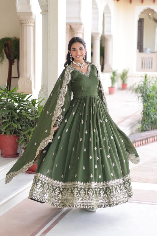 Vichitra Silk Festival Wear Readymade Anarkali Suit