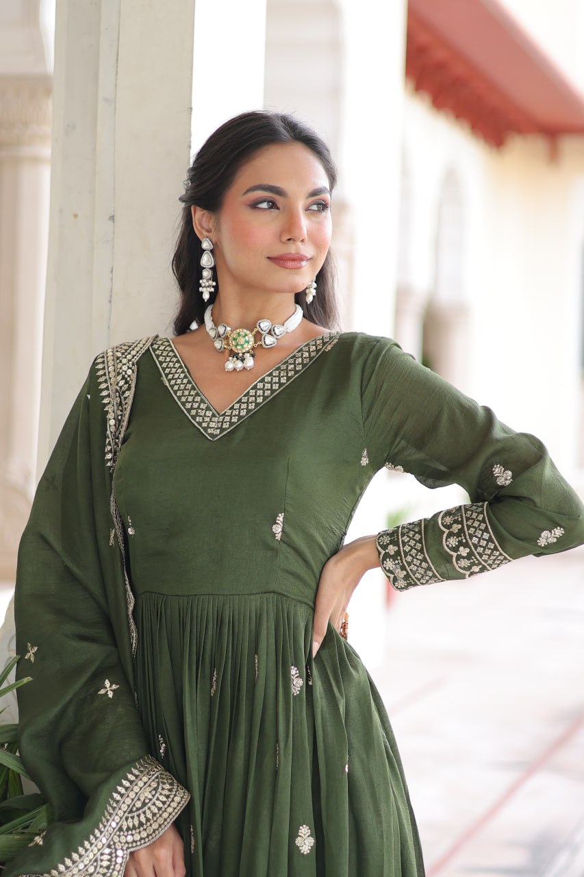Vichitra Silk Festival Wear Readymade Anarkali Suit