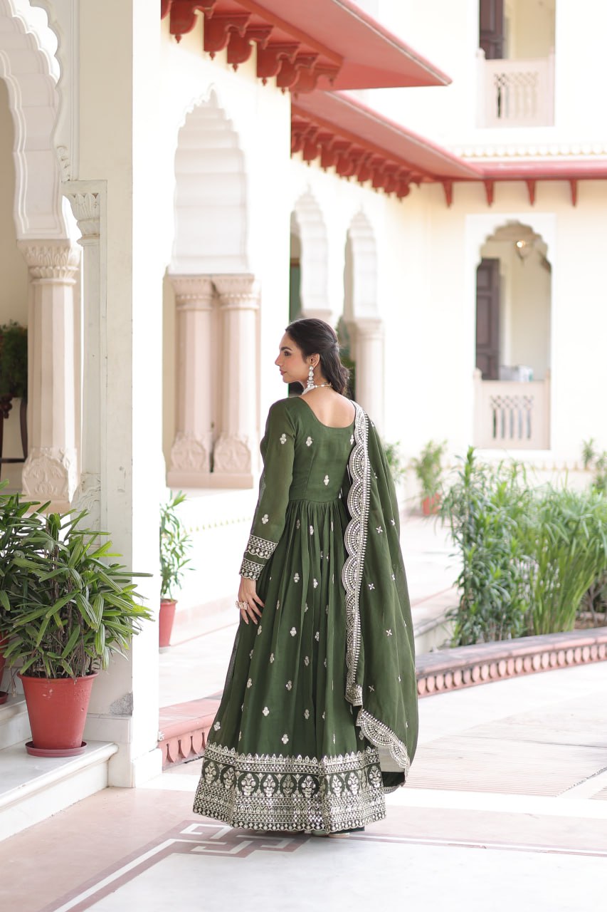 Vichitra Silk Festival Wear Readymade Anarkali Suit