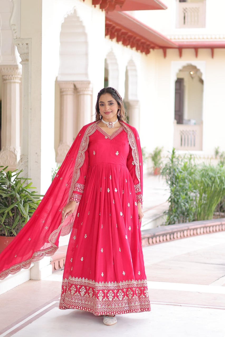 Vichitra Silk Festival Wear Readymade Anarkali Suit