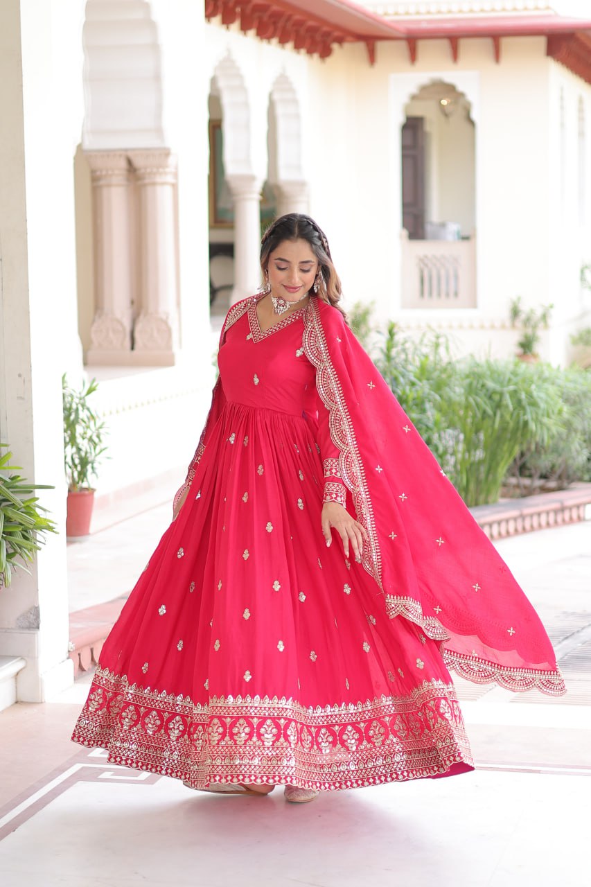 Vichitra Silk Festival Wear Readymade Anarkali Suit