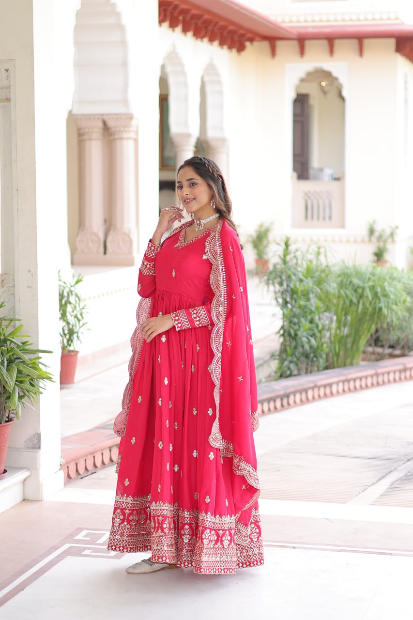 Vichitra Silk Festival Wear Readymade Anarkali Suit