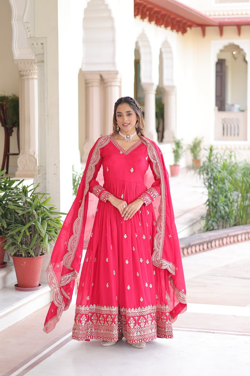 Vichitra Silk Festival Wear Readymade Anarkali Suit