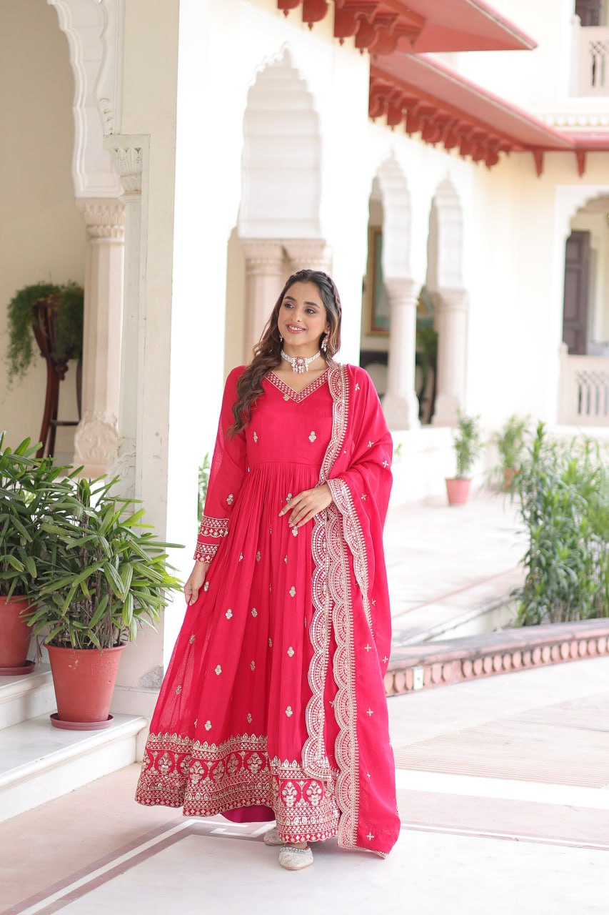 Vichitra Silk Festival Wear Readymade Anarkali Suit