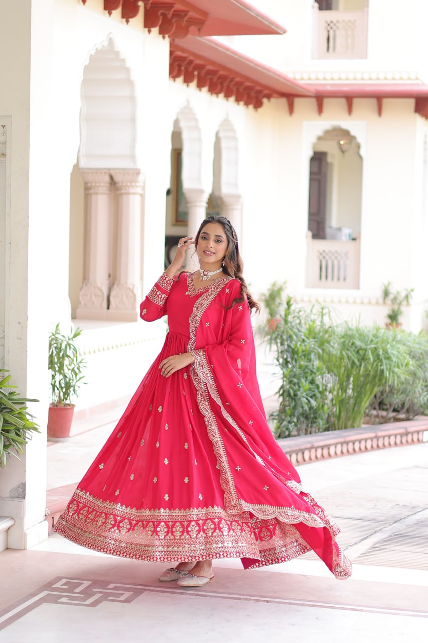 Vichitra Silk Festival Wear Readymade Anarkali Suit
