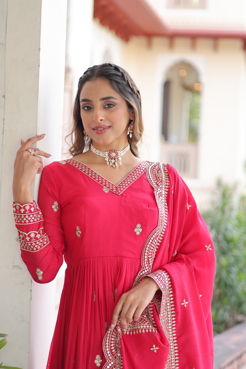Vichitra Silk Festival Wear Readymade Anarkali Suit