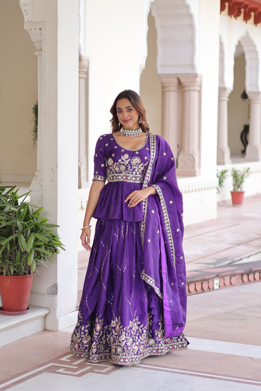 Premium Designer Sequins Embroidered Readymade Lehenga choli Set
