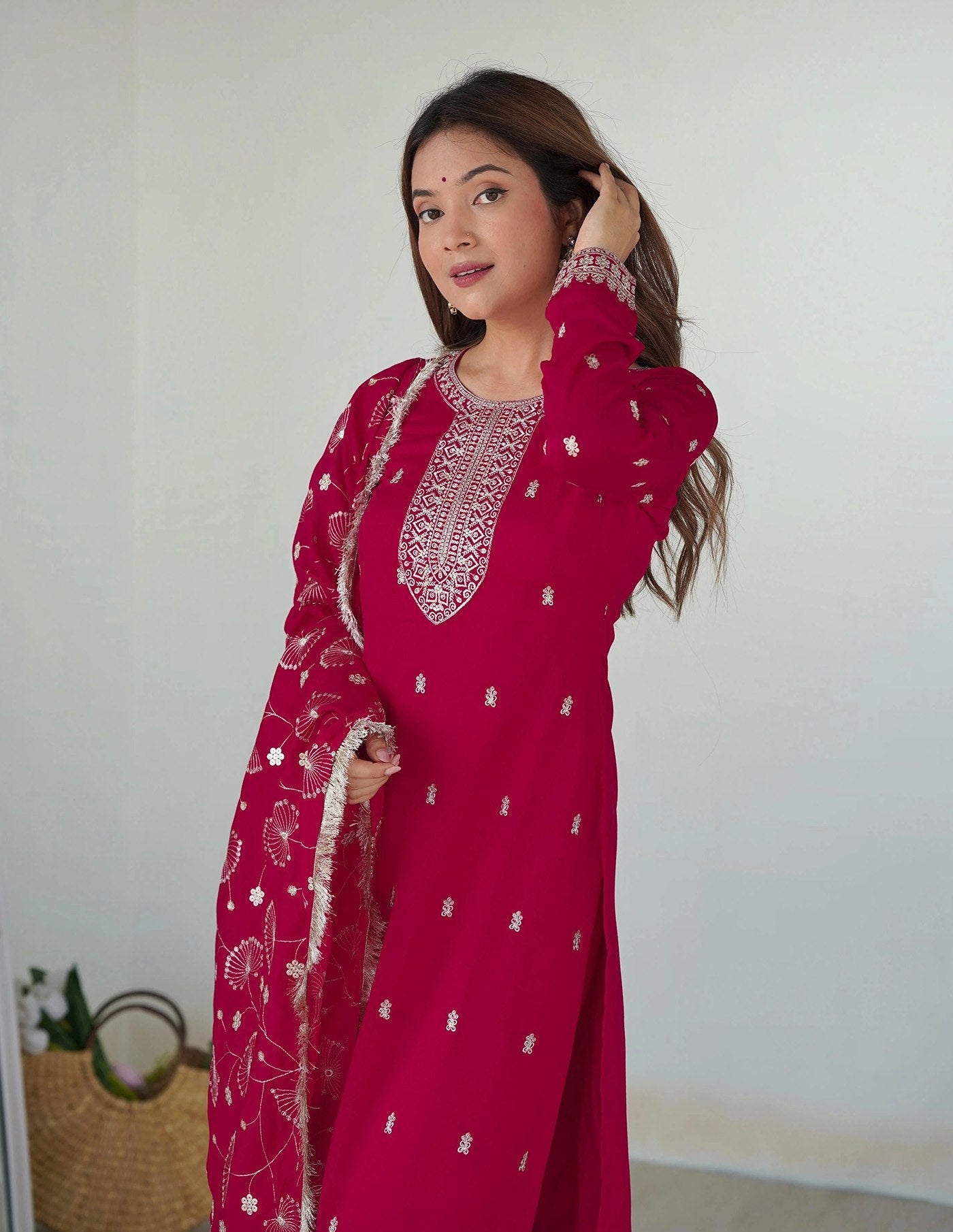Women Ethnic Motifs Embroidered Thread Work Kurta with Trousers & Dupatta