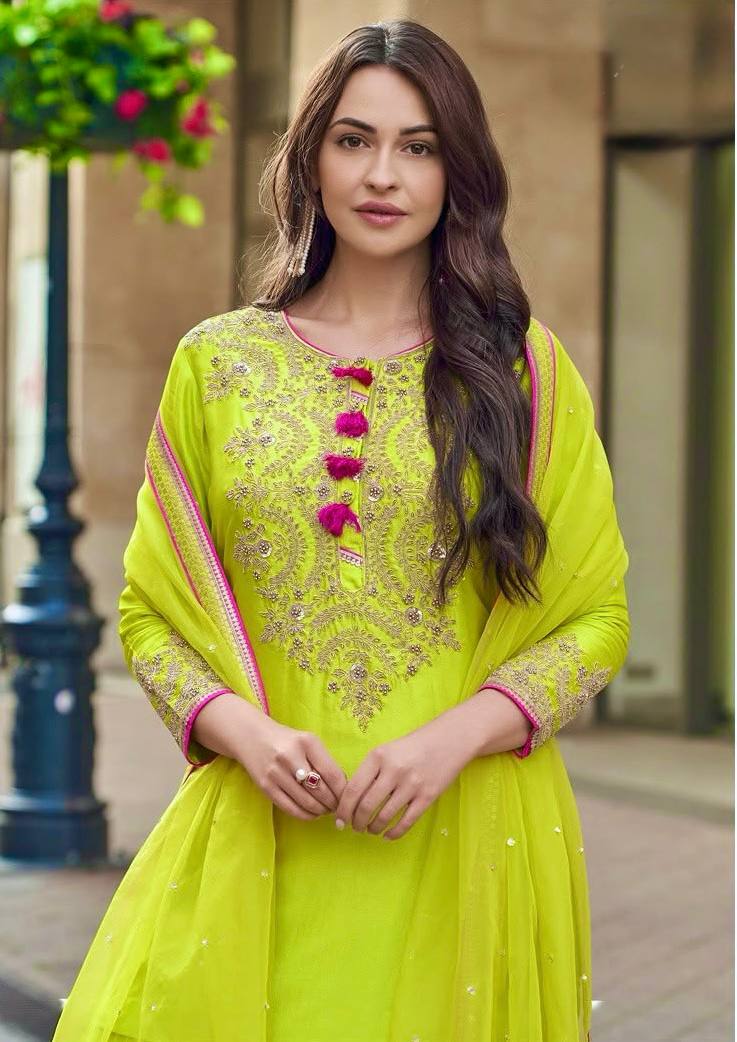 DESIGNER HEAVY FUAX GEORGETTE SHARARA SUIT SET