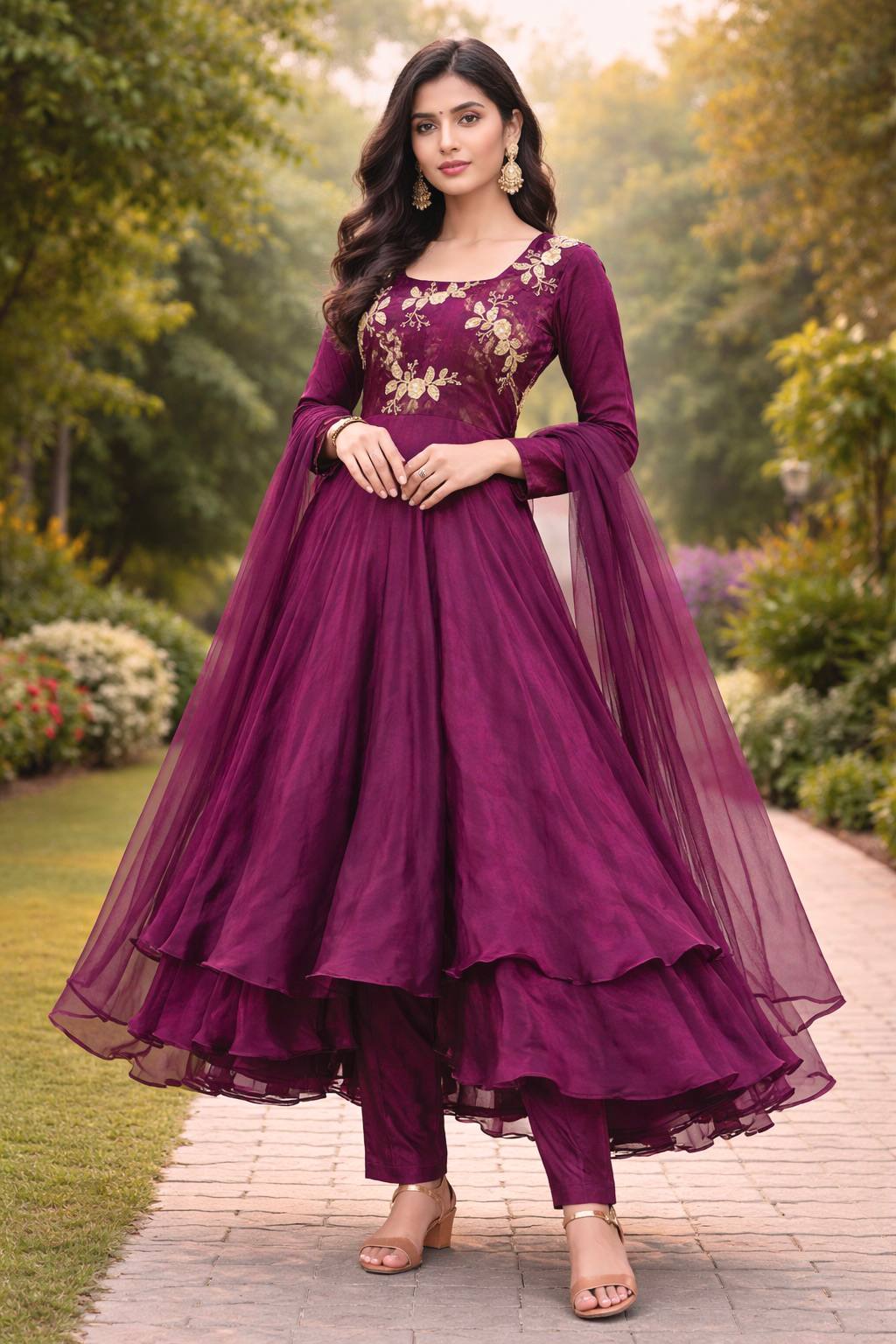 Heavy Designer Party Wear Look Gown-Dupatta and Bottom with Embroidery Sequence Work