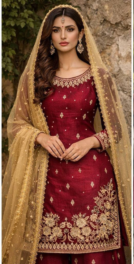 ĐĚSIGNER PARTY WEAR TOP AND PLAZZO. WITH FANCY DUPPATA AND EMBROIDERY WORK