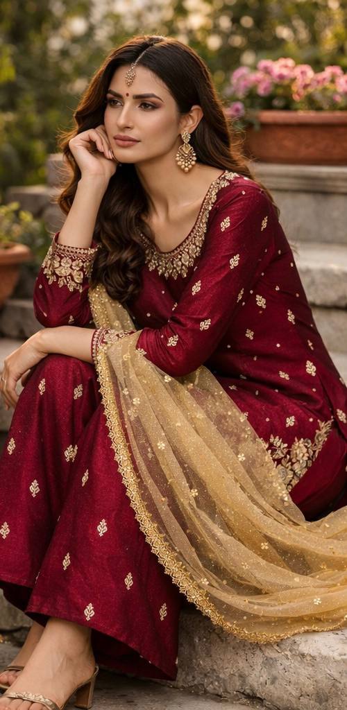 ĐĚSIGNER PARTY WEAR TOP AND PLAZZO. WITH FANCY DUPPATA AND EMBROIDERY WORK