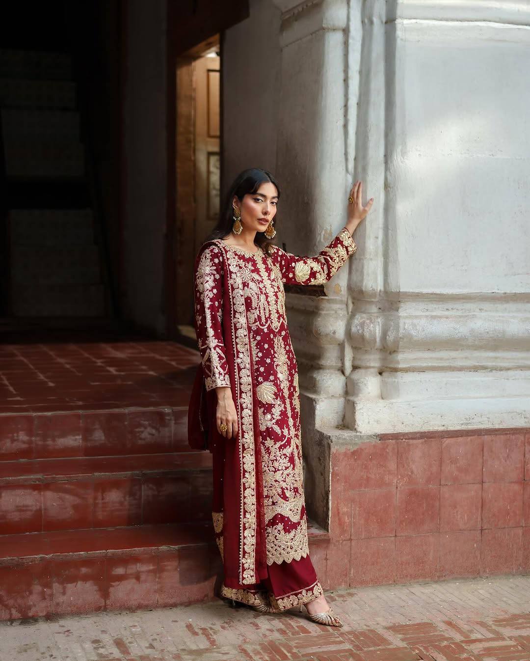 Elegant Embroidered Sequence Designer Suit Three Piece Set"