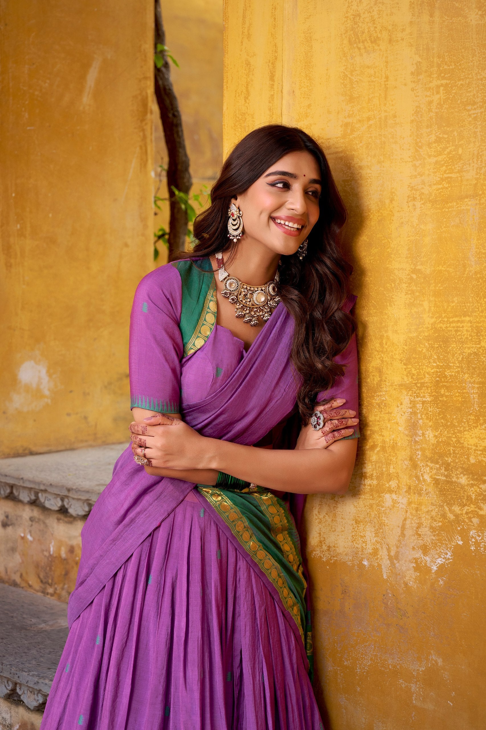 Elegant Pure Chanderi Lehenga with Zari Weaving Work – Stitched Lehenga with Unstitched Blouse & Zari Dupatta