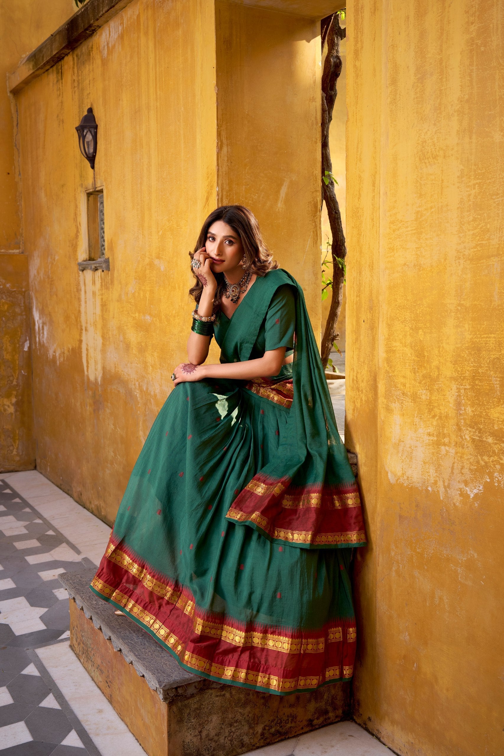 Elegant Pure Chanderi Lehenga with Zari Weaving Work – Stitched Lehenga with Unstitched Blouse & Zari Dupatta