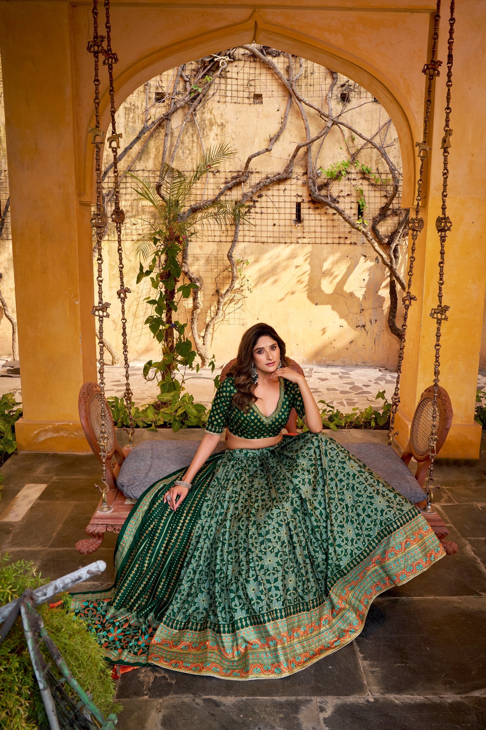 Tasar Silk Gotta Patti Lace Work Lehenga Choli