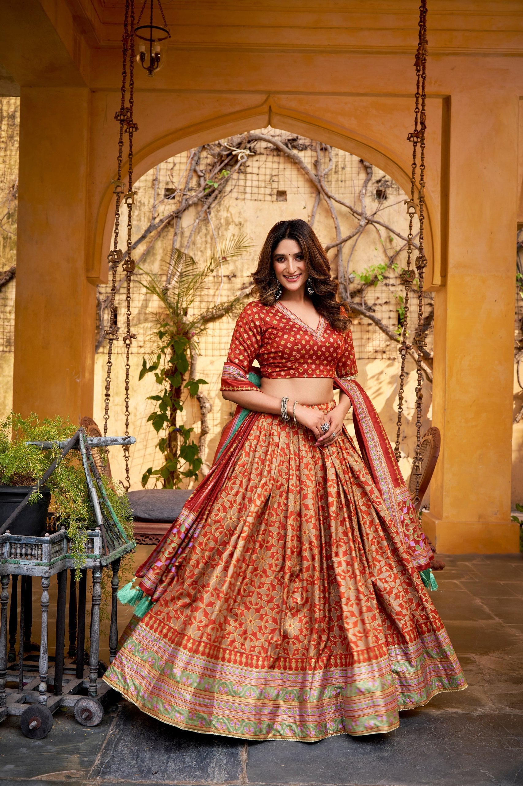 Tasar Silk Gotta Patti Lace Work Lehenga Choli