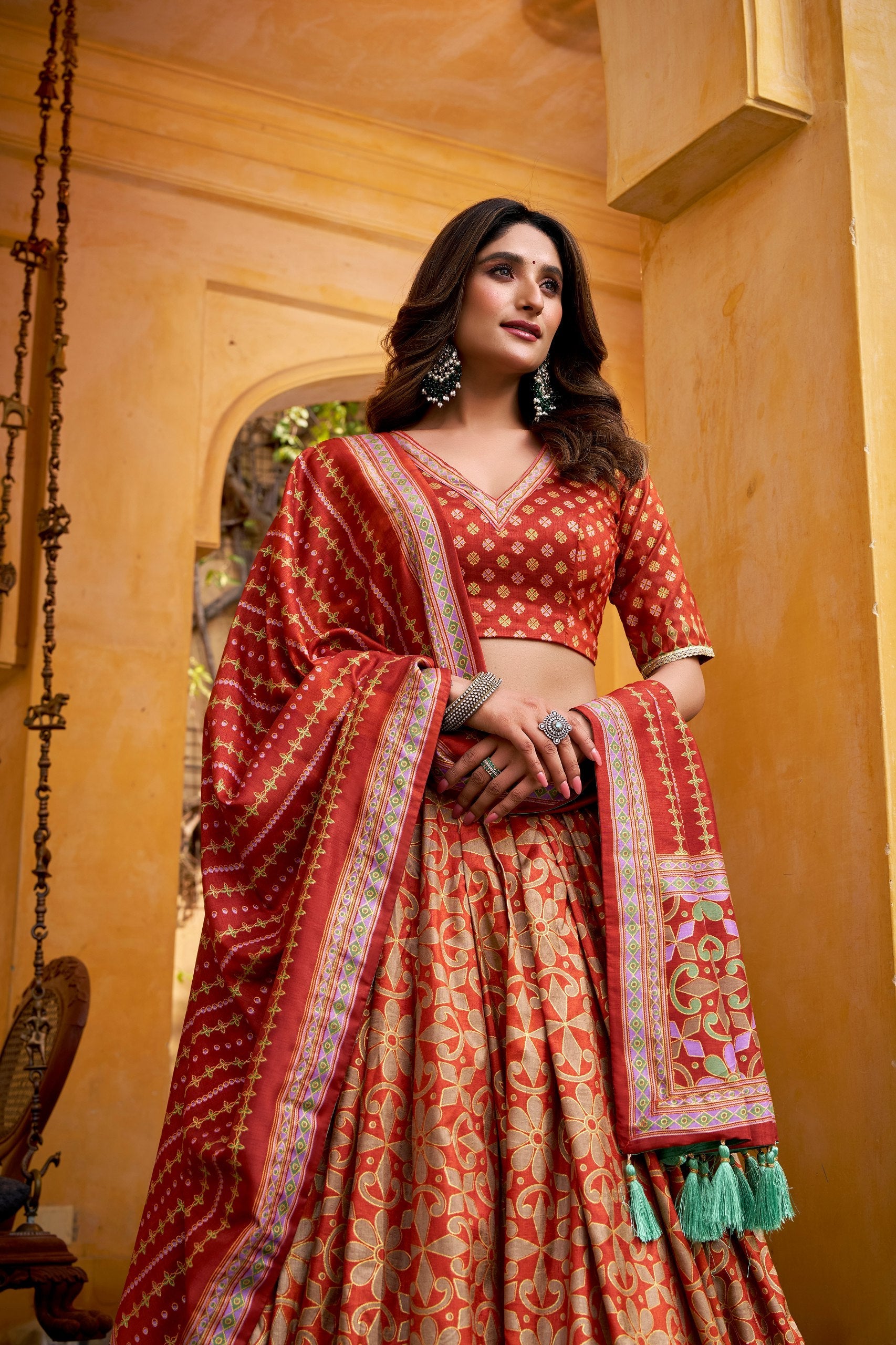 Tasar Silk Gotta Patti Lace Work Lehenga Choli