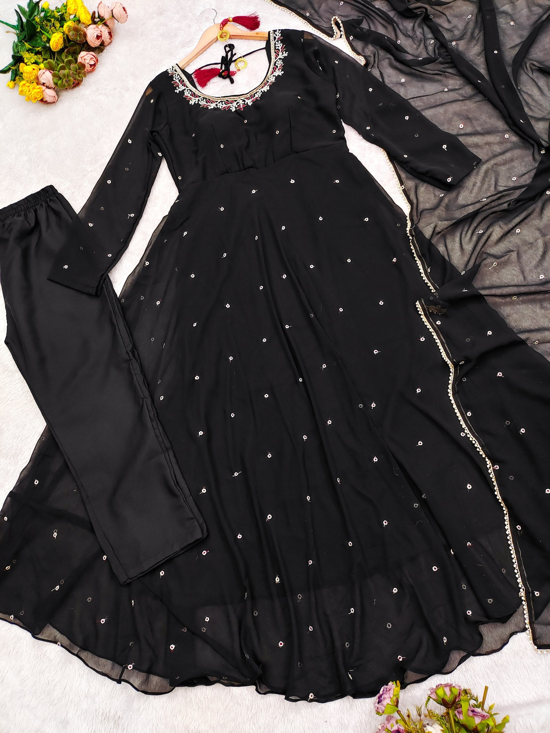 EADYMADE  GOWN WITH PANT & DUPATTA SET