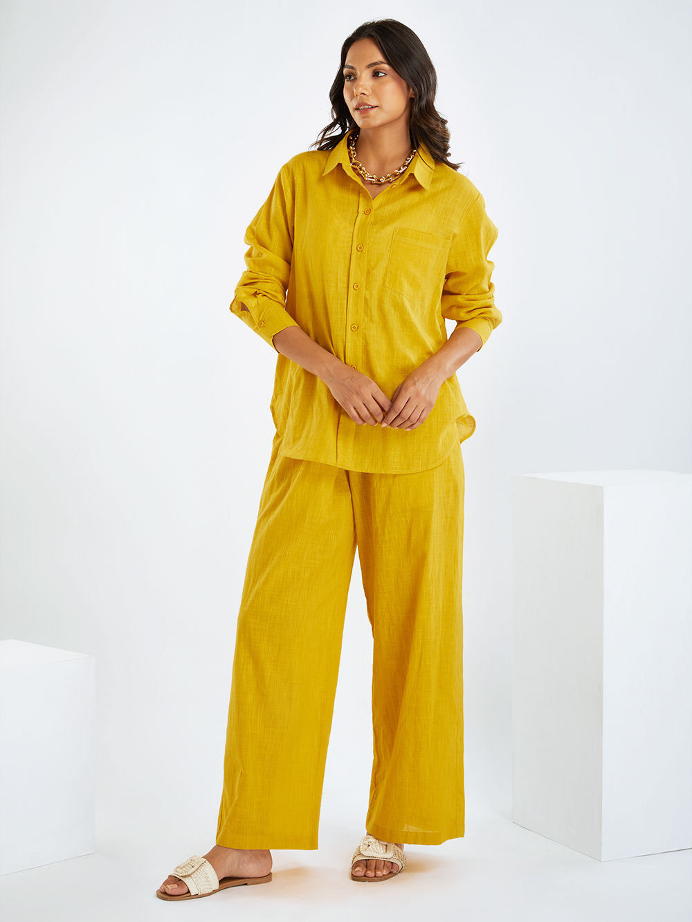Women Pure Cotton Shirt & Trousers