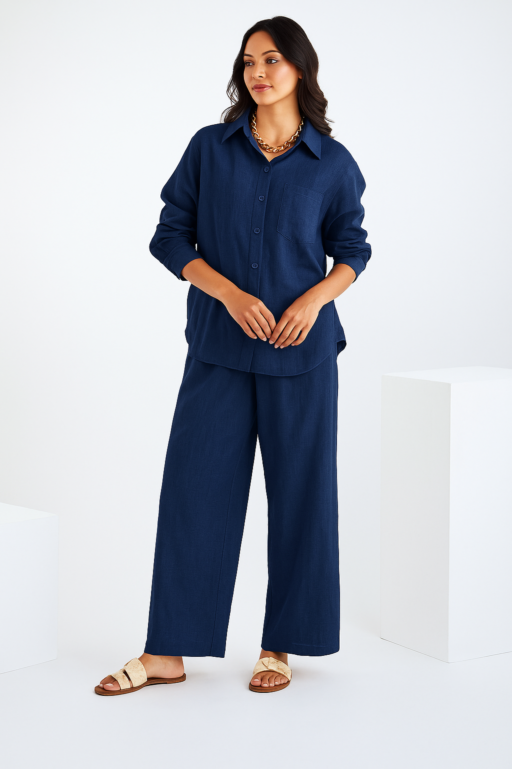 Women Pure Cotton Shirt & Trousers