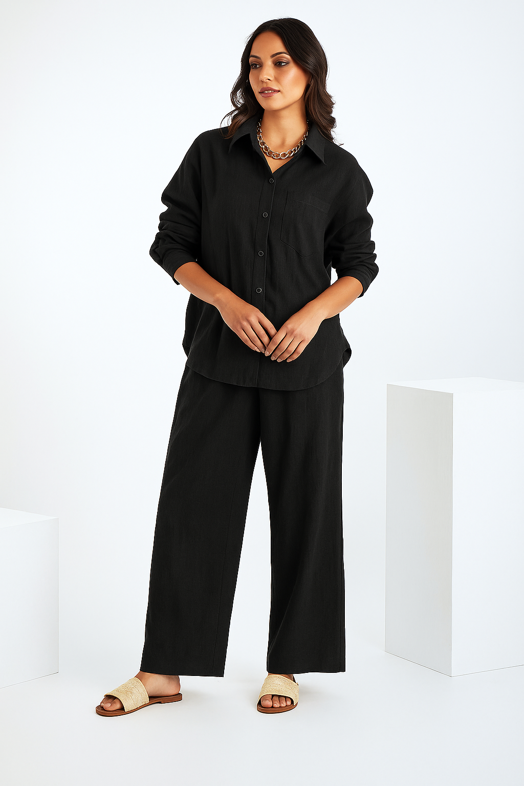 Women Pure Cotton Shirt & Trousers