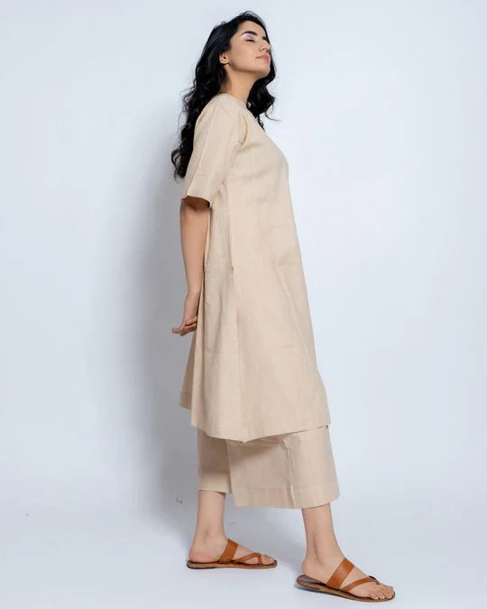 Women Solid Cotton Kurta Set