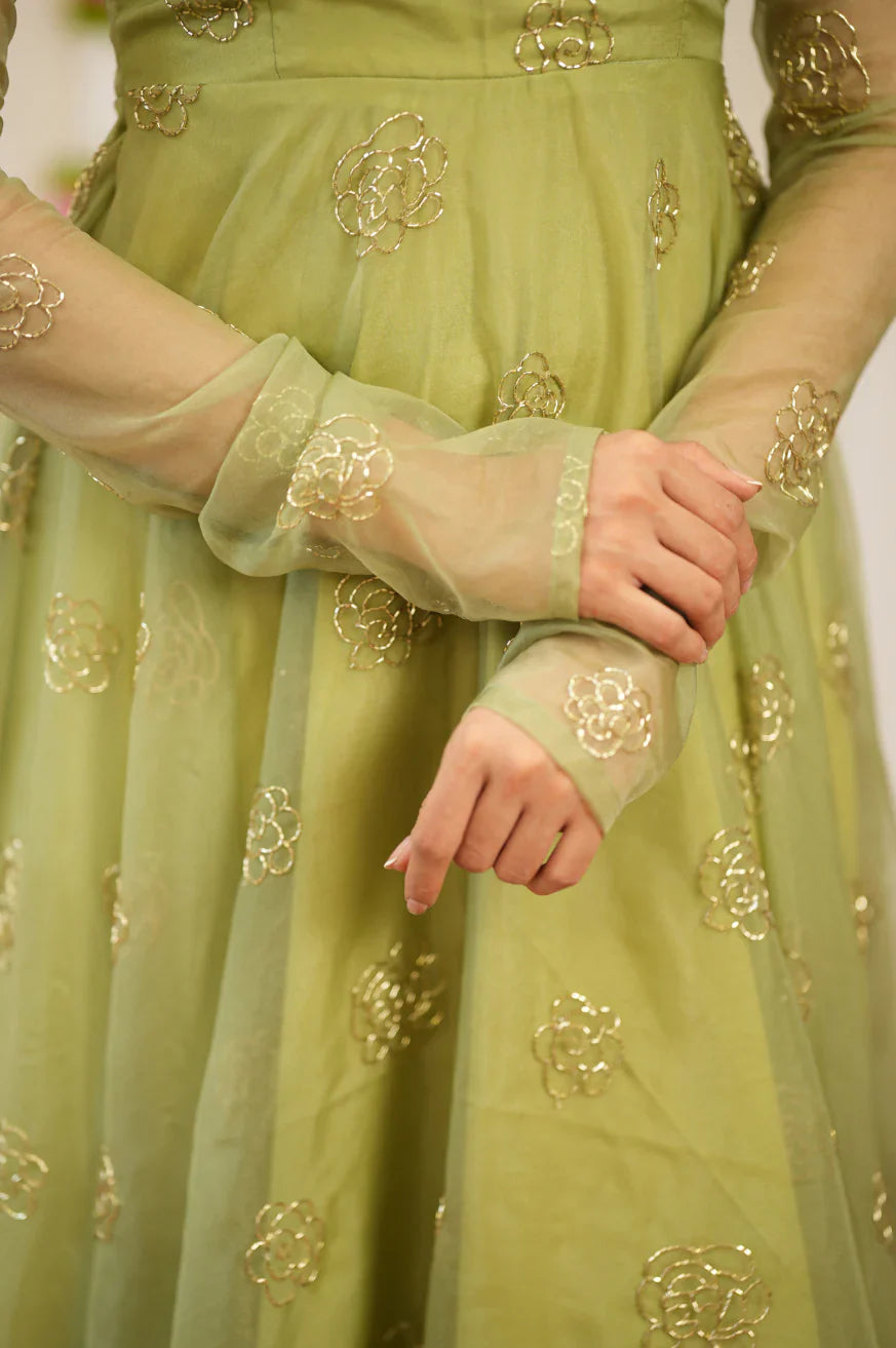 Pastel Green Premium Designer Anarkali Set