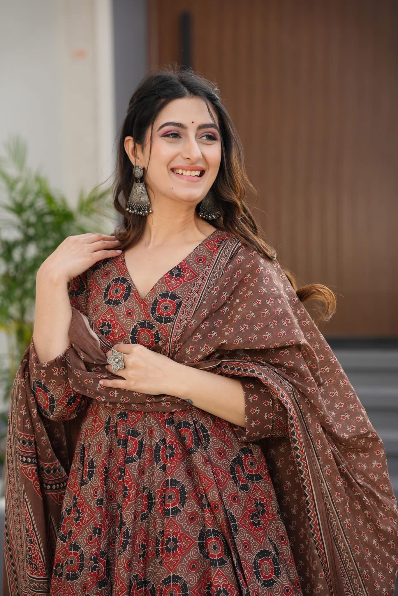 Brown Cotton Suit Set