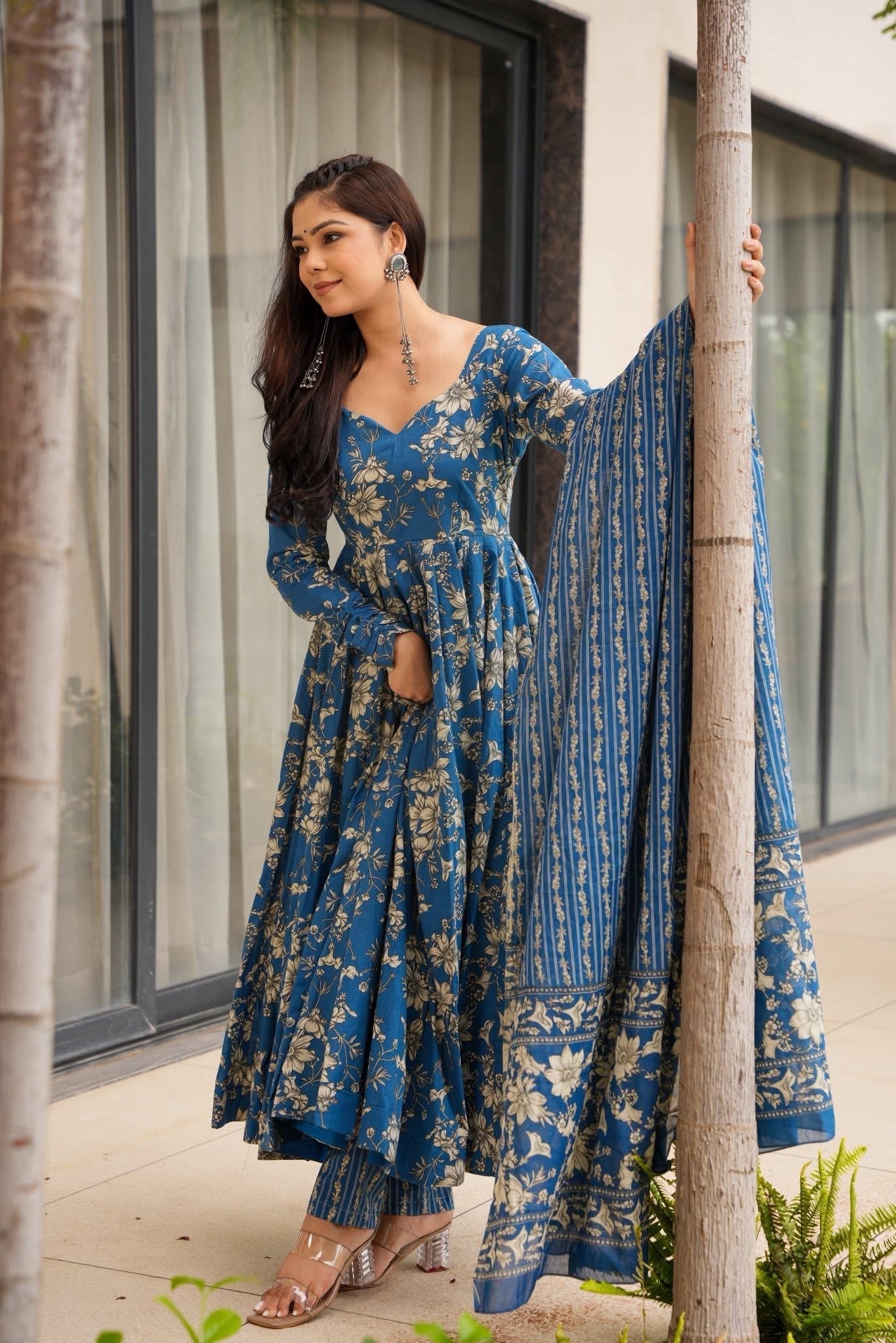 Blue Cotton Suit Set