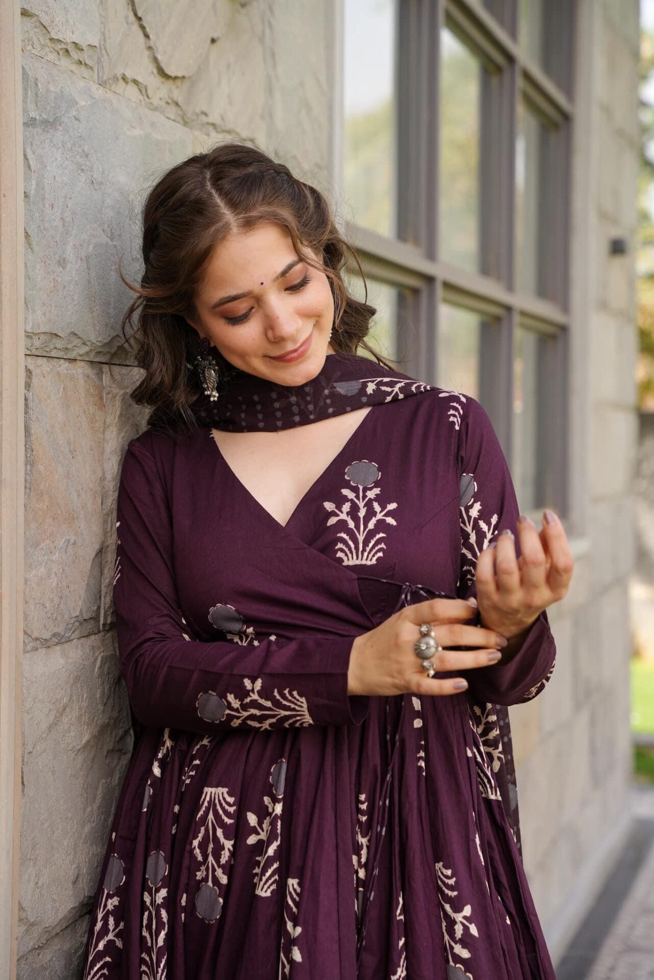 Purple Cotton Suit Set