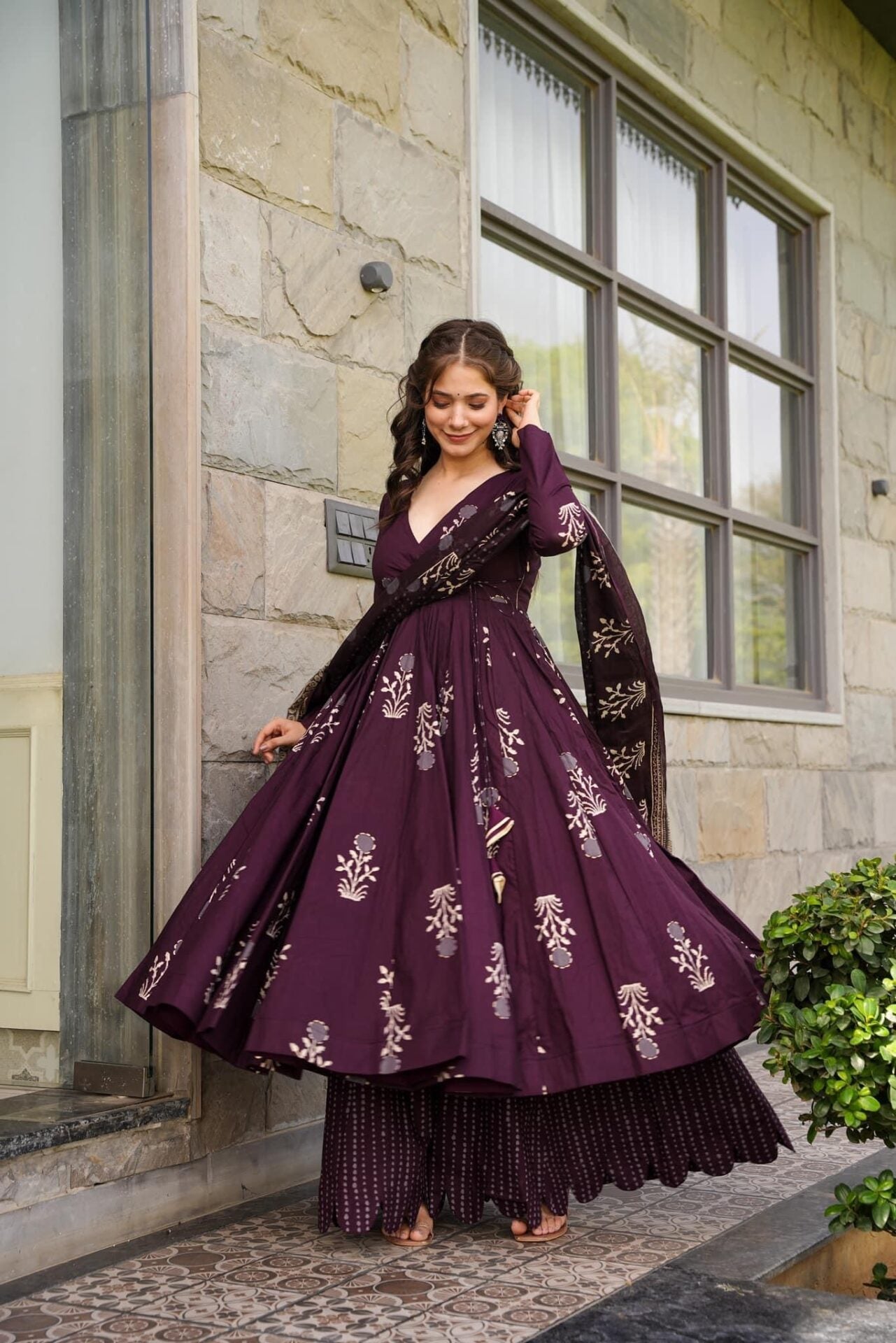 Purple Cotton Suit Set
