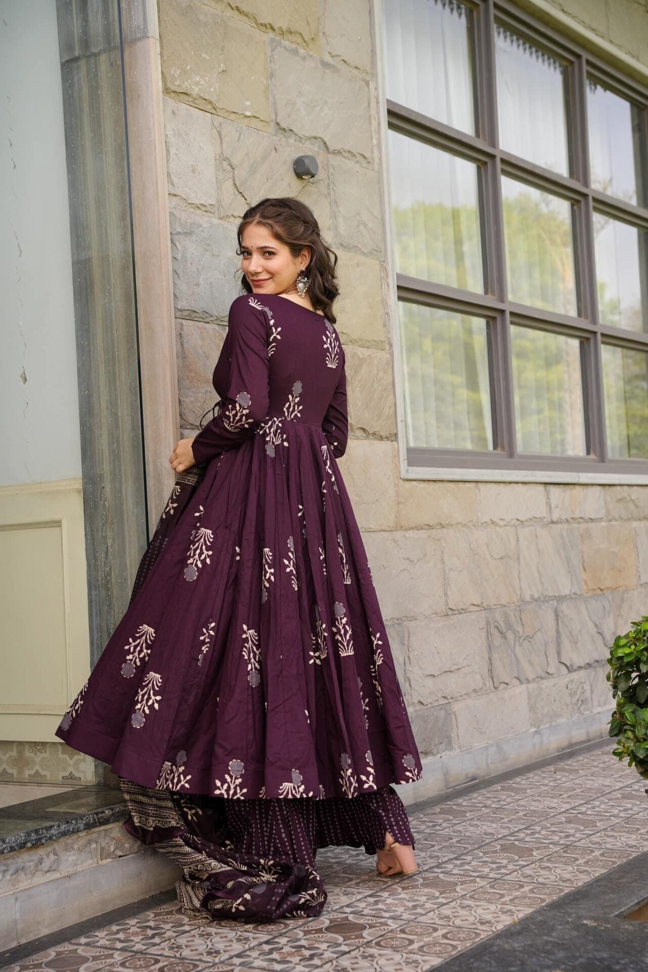 Purple Cotton Suit Set