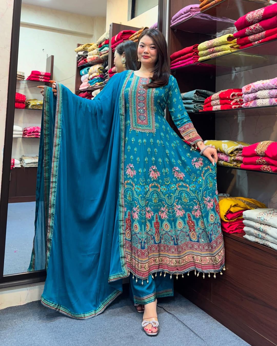 Teal Flared Suit Set
